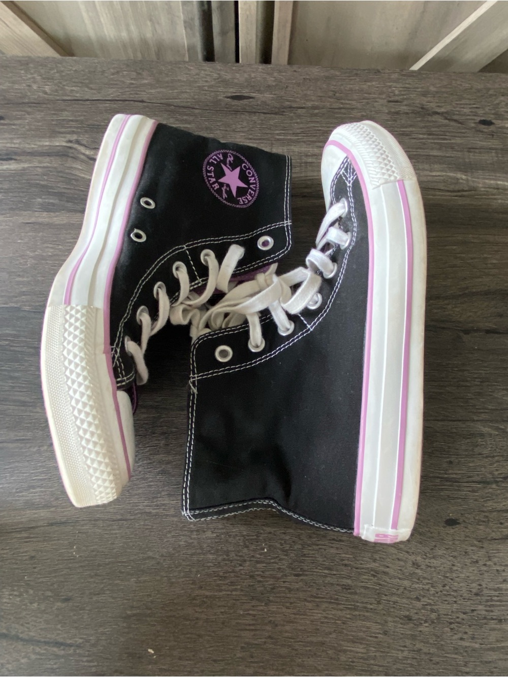 Converse All Stars Chuck Taylor Shoes Womens 9 Hi-Tops Black Purple Layer - Picture 5 of 10